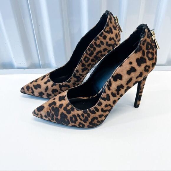 Delicious Women Sexy Leopard Pointed Toe Stilettos High Heels Slip On Dress Shoe - Picture 3 of 4
